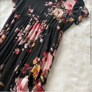 PinkBlush black floral maternity maxi dress